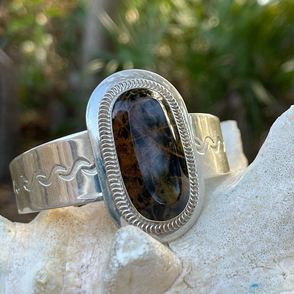 Jay King sterling silver cuff bracelet with Jasper stone